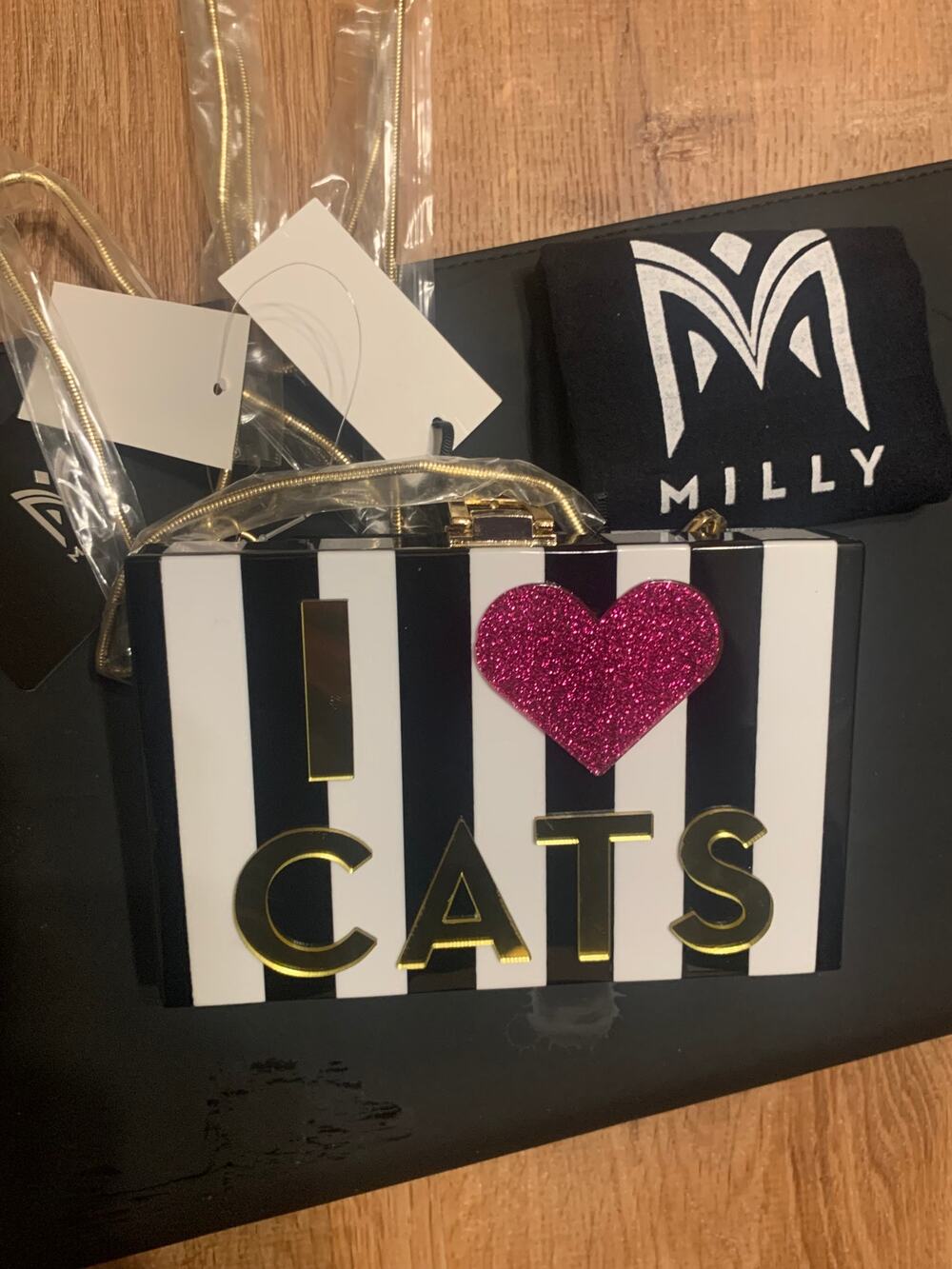Milly I Love Cats/Dogs Acrylic Box Clutch NWT